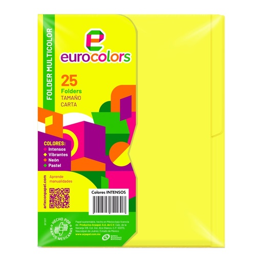 [000123] Folder Multicolor T/ Carta Amarillo Intenso C/ 25 pzs Arpapel