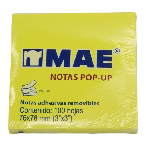 [000369] Notas Adhesivas 3 x 3 Continuas Amarillo C/ 100 pzs Mae
