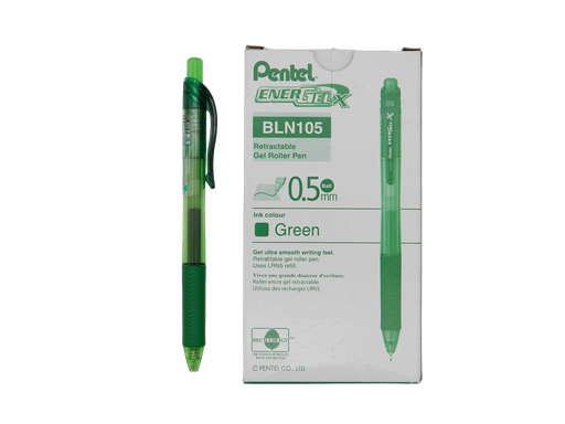 [000411] Pluma Energel 0.5 mm P/ Fino Retractil Verde C/ 12 pzs BLN105 Pentel