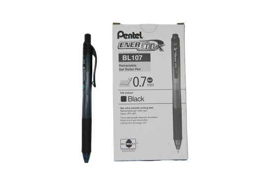 [000414] Pluma Energel 0.7 mm P/ Fino Retractil Negro C/ 12 pzs BL107 Pentel