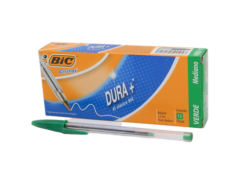 [000423] Pluma Bic 1.0 mm P/ Mediano Verde C/ 12 pzs Bic