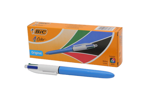 [000434] Pluma Bic 1.0 mm P/ Mediano 4 Colores C/ 6 pzs Bic