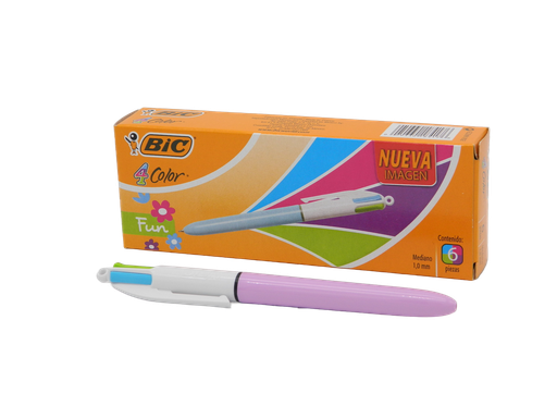 [000435] Pluma Bic 1.0 mm P/ Mediano 4 Colores Fashion C/ 6 pzs Bic