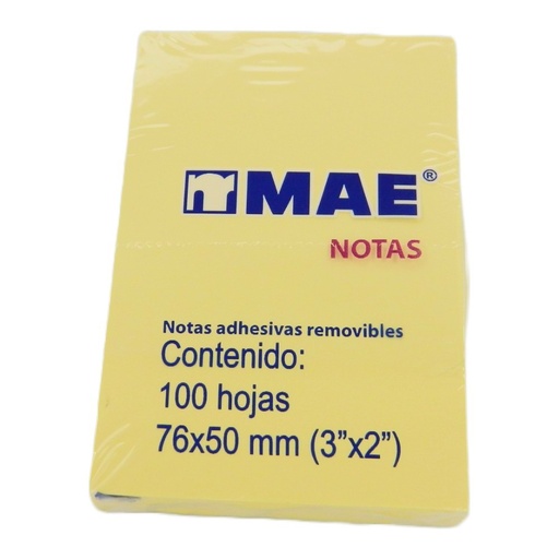 [000876] Notas Adhesivas 2 x 3 Amarillo C/ 100 pzs Mae