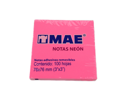 [000879] Notas Adhesivas Neon 3 x 3 Rosa C/ 100 pzs Mae