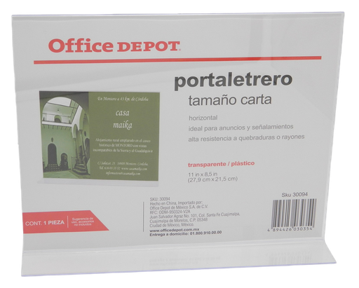 [000995] Portaletrero Horizontal Acrilico T/ Carta Office Depot