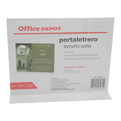 [000995] Portaletrero Horizontal Acrilico T/ Carta Office Depot
