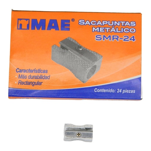 [001119] Sacapuntas Metalico Rectangular C/ 24 pzs Mae